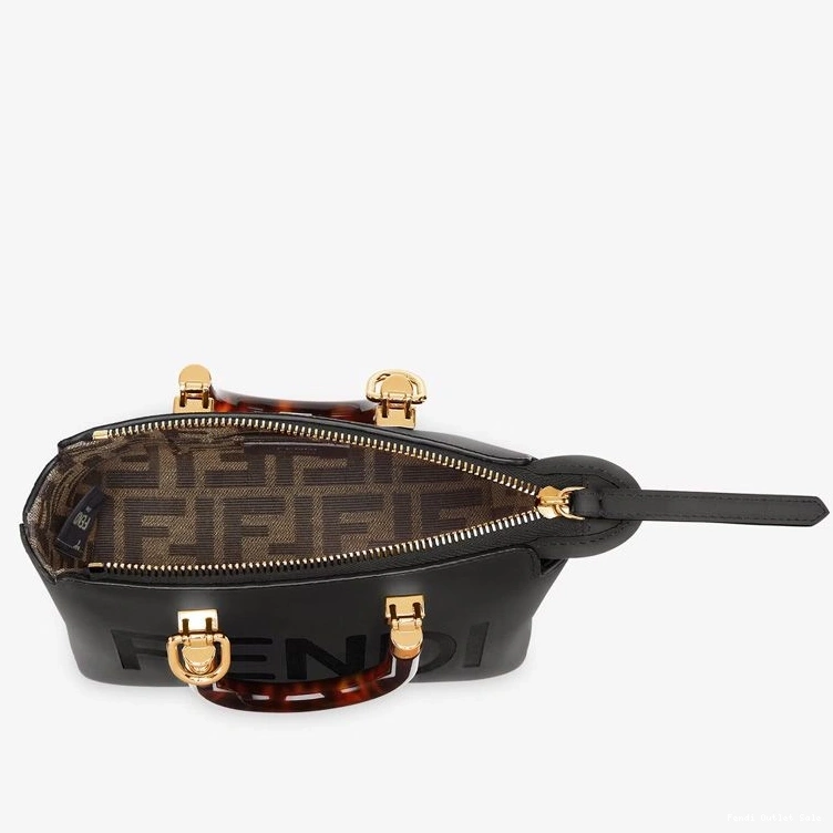 Cheap Leather Logo Calf Bag Fendi By Boston The In Mini Way Black ROMA 0713